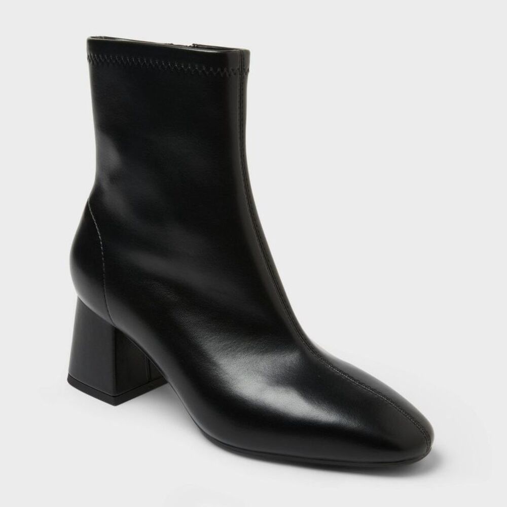 Women's Kelsey Faux Leather Ankle Boots - A New Day Matte Black 9.5